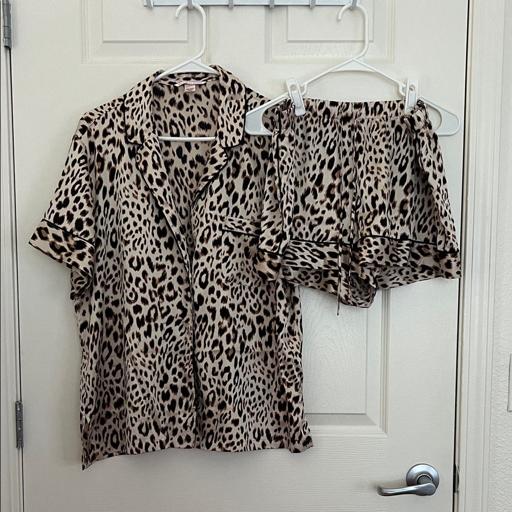 Victoria's Secret Leopard Print Short Pajama Set - Tan, Black